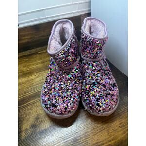 UGG Purple Classic Mini Stellar Sequin Boots Size 8